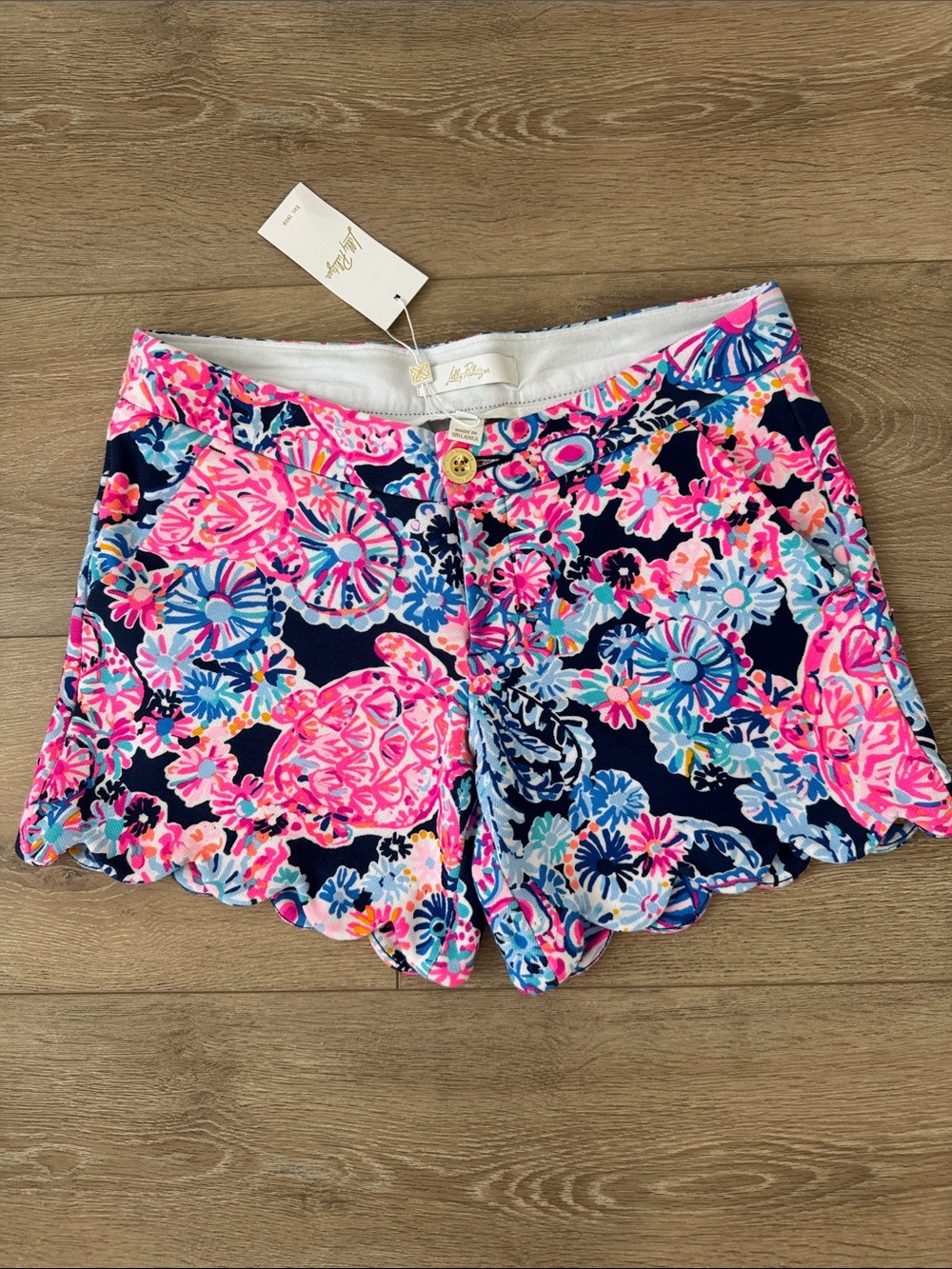 NWT Lilly Pulitzer Buttercup Knit Short High Tide Navy in Turtle Amazement